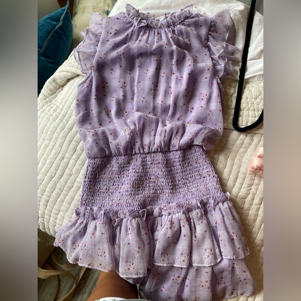 TCEC high neck purple floral dress